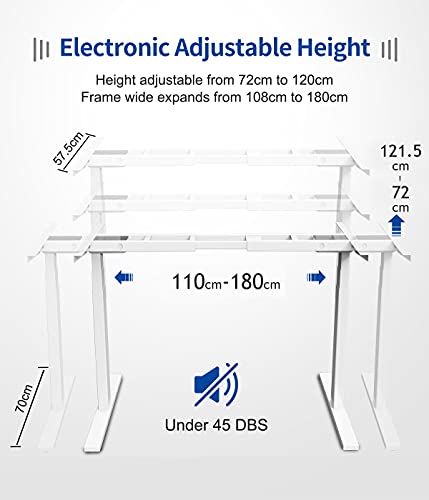 MAIDeSITe Mesa Ajustable Altura eléctrica Escritorio Regulable en Altura Motor Dual Escritorio de pie 4 Controlador de Memoria Digital Marco de Escritorio de pie con (Blanco)