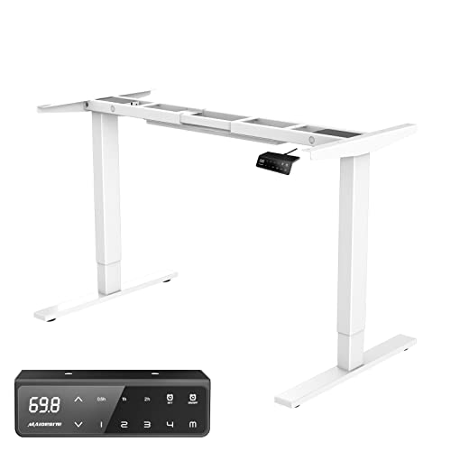 MAIDeSITe Mesa Ajustable Altura eléctrica Escritorio Regulable en Altura Motor Dual Escritorio de pie 4 Controlador de Memoria Digital Marco de Escritorio de pie con (Blanco)