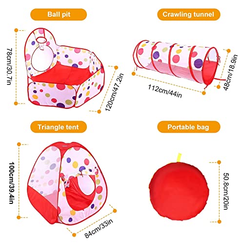 MAIKEHIGH interior / exterior túnel del juego y la tienda del juego de Cubby de Tubo Tipi 3 en 1 zona de juegos infantil para bebés Juguetes para niños BOLAS NO INCLUIDO