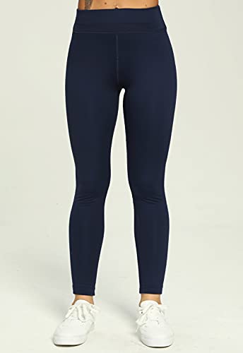 Mallas Leggings Base Pantalón Deportivo Mujer Yoga Color sólido Cintura Alta Suave Elástico Azul Oscuro M