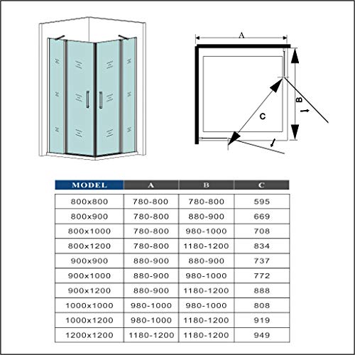 Mamparas Cabina de Ducha Esquina con acceso Angular Doble Puerta Abatible Perfil Gris mate Cristal Templado 5mm, 100x100x185cm