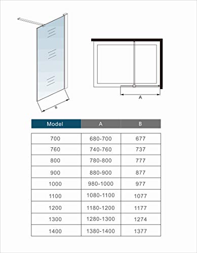 Mamparas de Ducha Pantalla Panel Fijo 8mm Antical - Barra 90cm - 90x190cm