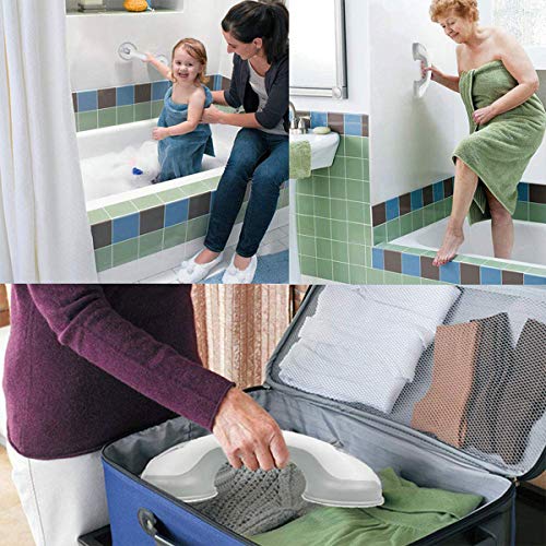 Mango de baño, ayuda de seguridad móvil con ventosa para niños, embarazadas, discapacitados, color gris