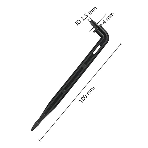 Manguera de riego de 3/5 mm, codo de púas con flecha curvada de 3 mm, micro emisor de goteo, gotero de riego para jardín, 100 unidades de manguera de jardín