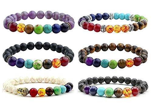 Mano Pulseras Brazalete Joyería Mujer Hombres Mujeres 7 Chakra Mano Pulseras Brazaletes Colores Mezclados Cristales Cura