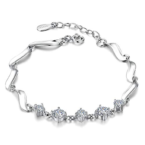 Mano Pulseras Brazalete Joyería Mujer Moda 925 Pulsera De Plata Esterlina Cubic Zirconia Pulseras De Cristal De Lujo Par