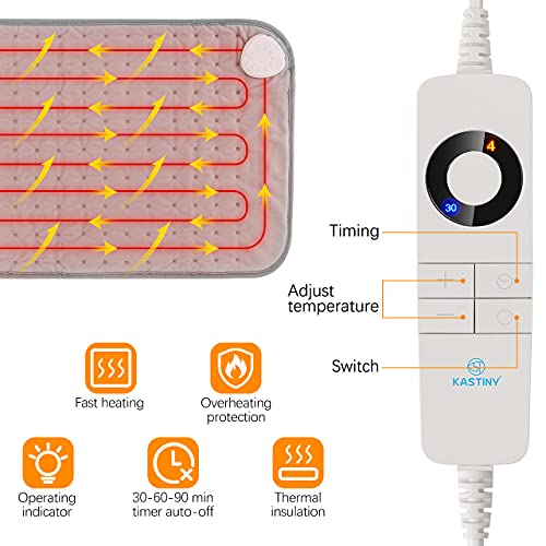 Manta EléCtrica, Almohadilla EléCtrica Kastiny, Manta CáLida Con FuncióN De Apagado AutomáTico Y 6 Niveles De Temperatura, 3 Modes Temporizadores, TecnologíA De Calentamiento RáPido, Gris Claro