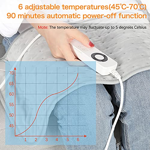 Manta EléCtrica, Almohadilla EléCtrica Kastiny, Manta CáLida Con FuncióN De Apagado AutomáTico Y 6 Niveles De Temperatura, 3 Modes Temporizadores, TecnologíA De Calentamiento RáPido, Gris Claro