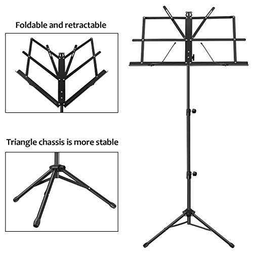 MARTISAN Atril para Partitura Plegable Portátil Musica Metalico Soporte de Ajustables con Bolsa de Transporte