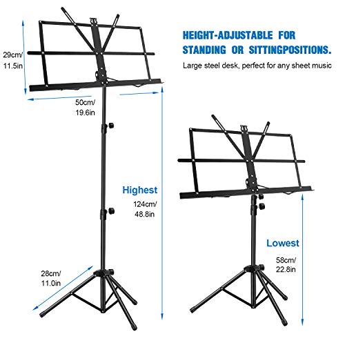 MARTISAN Atril para Partitura Plegable Portátil Musica Metalico Soporte de Ajustables con Bolsa de Transporte