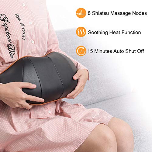 Masajeador cervical Shiatsu para hombros, espalda y cuello con función de calor, cojín de masaje eléctrico con masaje giratorio 3D, incluye bolsa de transporte