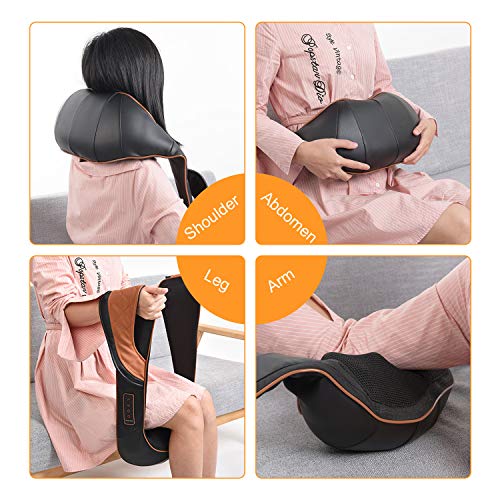 Masajeador cervical Shiatsu para hombros, espalda y cuello con función de calor, cojín de masaje eléctrico con masaje giratorio 3D, incluye bolsa de transporte