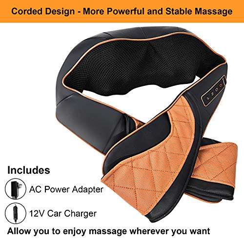 Masajeador cervical Shiatsu para hombros, espalda y cuello con función de calor, cojín de masaje eléctrico con masaje giratorio 3D, incluye bolsa de transporte