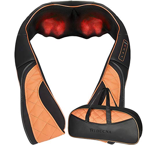 Masajeador cervical Shiatsu para hombros, espalda y cuello con función de calor, cojín de masaje eléctrico con masaje giratorio 3D, incluye bolsa de transporte