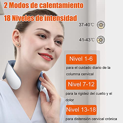 Masajeador de Cuello, 4D Masajeador Cervical Masajeador Electromagnético Inteligente con de Calefacción/18 Niveles Intensidad/6 Modos de Pulsación/Control Remoto para Hombres Mujeres