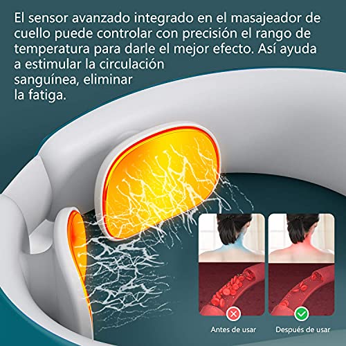 Masajeador de cuello, masajeador cervical, masajeador de cuello eléctrico, terapia electromagnética profunda, aliviar el dolor de los músculos del cuello, función de calefacción, oficina en casa