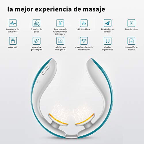 Masajeador de cuello, masajeador cervical, masajeador de cuello eléctrico, terapia electromagnética profunda, aliviar el dolor de los músculos del cuello, función de calefacción, oficina en casa