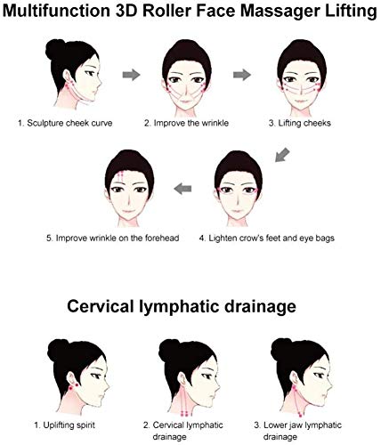 Masajeador de rodillo facial de microcorriente, rodillo de masaje facial 4d Ems para reducir las líneas finas y las arrugas, 3 niveles de ajuste de fuerza V Ejercitador de mandíbula facial