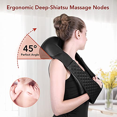 Masajeador para cuello, hombros, espalda, aparato de masaje cervical eléctrico con función de calor, 3D Shiatsu masajeador para músculos Entspannug en casa en la oficina y el coche