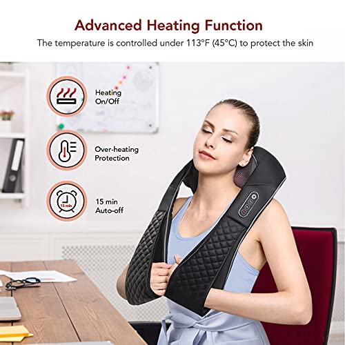 Masajeador para cuello, hombros, espalda, aparato de masaje cervical eléctrico con función de calor, 3D Shiatsu masajeador para músculos Entspannug en casa en la oficina y el coche