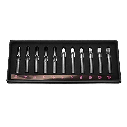 Material de acero inoxidable set-304 boca del tatuaje 11pcs / caja tatuaje, desinfección a alta temperatura, tatuaje de proceso de pulido superficial