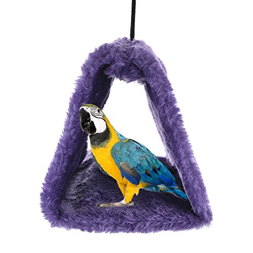 MATT SAGA Nido de Pájaro de Invierno Hamaca Cálida Loro Tienda de Campaña Casa Cama de Peluche para Loro, Periquito, Cacatúa, Cono, Lovebird Finch Cockatoo Africano (M, Morado)