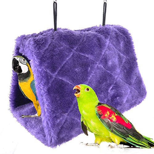 MATT SAGA Nido de Pájaro de Invierno Hamaca Cálida Loro Tienda de Campaña Casa Cama de Peluche para Loro, Periquito, Cacatúa, Cono, Lovebird Finch Cockatoo Africano (M, Morado)