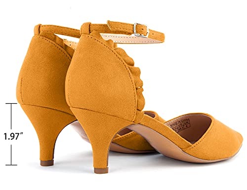 MaxMuxun Zapatos de Tacón de Aguja Amarillo Diseño Diario Modo para Fiesta con Correa del Tobillo Puntiagudo para Mujer Talla 40 EU