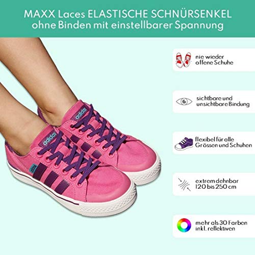 MAXX laces Cordones elásticos y planos, tensión ajustable para no tener que atar los zapatos, fáciles de usar, compatibles con todos los zapatos (Camo)