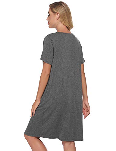 Meaneor Vestido de Maternidad Camisón de enfermería Mujeres Pijamas Superiores de Maternidad Ropa de Dormir Blusa Superior Top con Bufanda para Mujeres Embarazadas Gris XXL