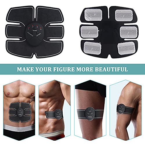 Mecmbj Electroestimulador Muscular Abdominales, Estimulador Muscular EMS Estimulación Muscular Eléctrica Tonificar ABS Stimulator para Hombres y Mujeres, 6 Modos y 10 Niveles de Intensidad