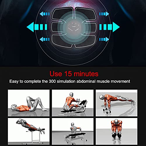 Mecmbj Electroestimulador Muscular Abdominales, Estimulador Muscular EMS Estimulación Muscular Eléctrica Tonificar ABS Stimulator para Hombres y Mujeres, 6 Modos y 10 Niveles de Intensidad