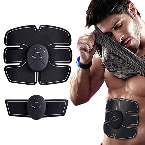 Mecmbj Electroestimulador Muscular Abdominales, Estimulador Muscular EMS Estimulación Muscular Eléctrica Tonificar ABS Stimulator para Hombres y Mujeres, 6 Modos y 10 Niveles de Intensidad