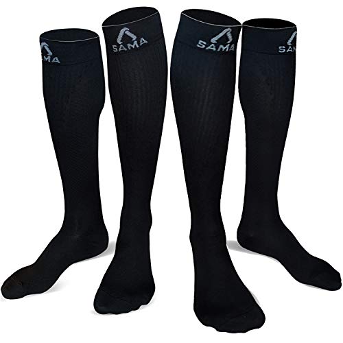 Medias de Compresión Mujer y Hombre, Clase 2 – 2 Pares de Calcetines de Compresión Mujer – Ideal para Vuelos, Deportes, Circulación Sanguínea – Calcetines Compresivos Enfermera y Embarazada