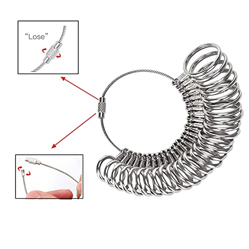 Medidor de anillos, medidor de anillos, mandril, juego de escala de medición, cuchillo de anillo de tamaños 41-76, tamaño estándar de la UE, juego de cuchillo de anillo