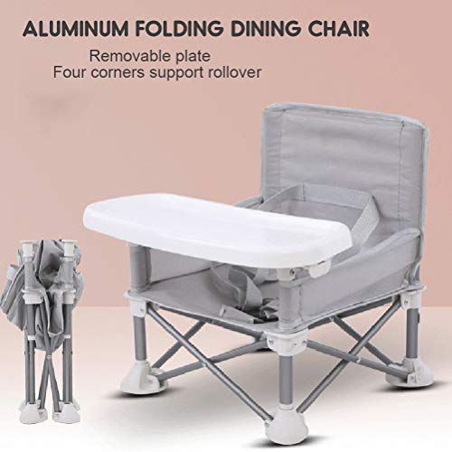 MeiLiu Asiento Elevador de Viaje con Bandeja para bebé, Silla Plegable portátil, Silla de Comedor, Silla de Actividad, para Comer, Acampar, Playa, césped, Marco de Aluminio, Seguro y Compacto