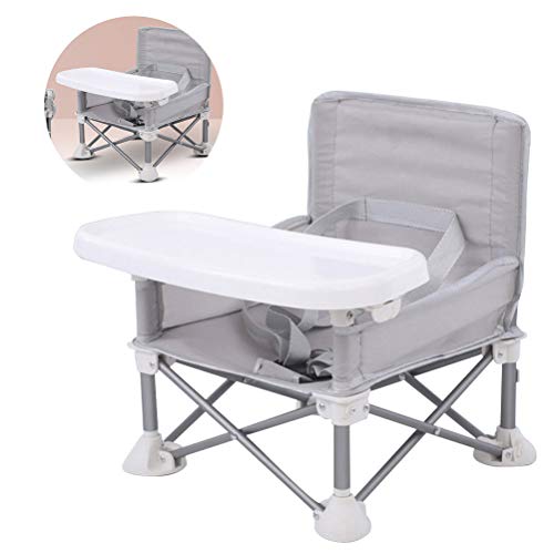 MeiLiu Asiento Elevador de Viaje con Bandeja para bebé, Silla Plegable portátil, Silla de Comedor, Silla de Actividad, para Comer, Acampar, Playa, césped, Marco de Aluminio, Seguro y Compacto