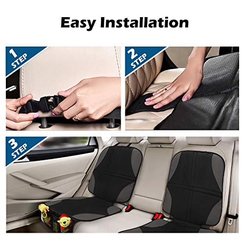 Meinkind 2Pcs Protector Asiento Coche Silla Bebe, Protector Asiento Coche Impermeable, Tamaño Universal Funda Asiento Coche con Organizador Bolsillos, Cubre Asientos Coche Perro, Negro