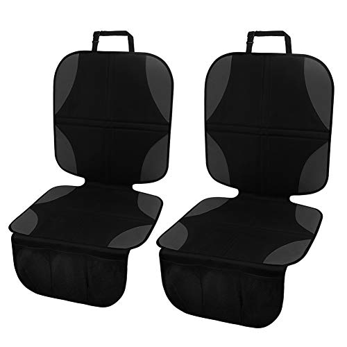 Meinkind 2Pcs Protector Asiento Coche Silla Bebe, Protector Asiento Coche Impermeable, Tamaño Universal Funda Asiento Coche con Organizador Bolsillos, Cubre Asientos Coche Perro, Negro