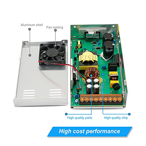 MEISHILE DC 12V 40A 480W Fuente Alimentacion Transformador Interruptor 110/220V AC to DC 12V 480 Watt Fuente de Alimentación Conmutada Convertidor De Voltaje