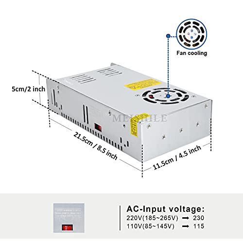 MEISHILE DC 12V 40A 480W Fuente Alimentacion Transformador Interruptor 110/220V AC to DC 12V 480 Watt Fuente de Alimentación Conmutada Convertidor De Voltaje