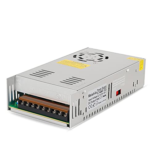 MEISHILE DC 12V 40A 480W Fuente Alimentacion Transformador Interruptor 110/220V AC to DC 12V 480 Watt Fuente de Alimentación Conmutada Convertidor De Voltaje