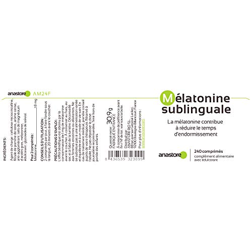 MELATONINA SUBLINGUAL | Pureza garantizada superior al 99% | 1.8 mg / 240 dosis | Estevia (Aroma de cereza) | Regulador del reloj biológico | Trastorno del sueño | Fabricado en Francia