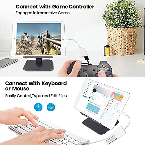 MeloAudio Adaptador de cámara USB con puerto de carga, cable USB hembra OTG compatible con iOS9.2-13, compatible con USB Flash Drive Mouse MIDI Keyboard Electric Piano Drum de audio, Plug & Play