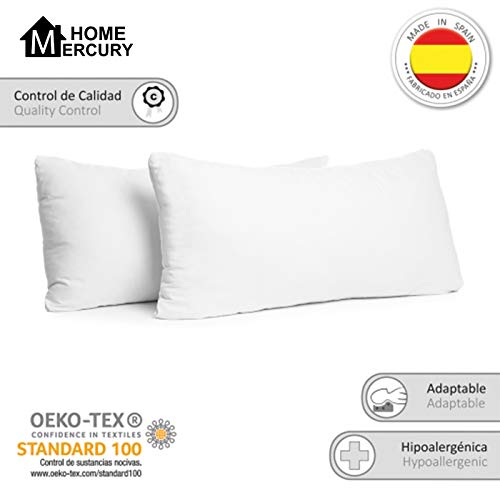 MERCURY TEXTIL - Almohada Fibra antialergico, Fibra Hueca siliconada de Alta recuperacion. El Tejido Exterior está Fabricado en Microfibra de última generación. (40 x 135 cm)