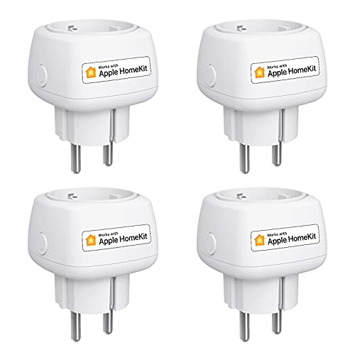 Meross Mini Wifi Enchufe Inteligente Compatible con HomeKit Siri Alexa Google Home, Inteligente Enchufe Wifi Smart Plug control por Voz, 4 PCS