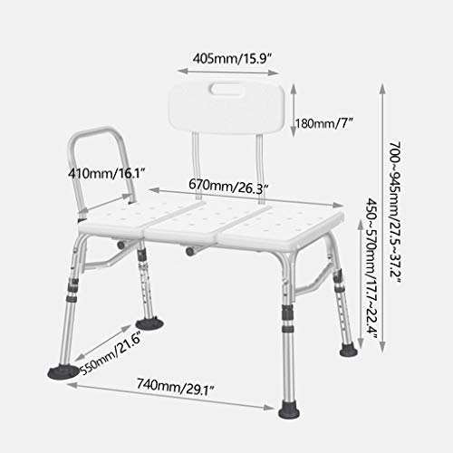 Mesa De Transferencia para Bañera-Silla De Ducha Mesa De Transferencia, Patas Móviles Ajustables, para Usar como Banco De Ducha O Asiento De Baño, Blanco