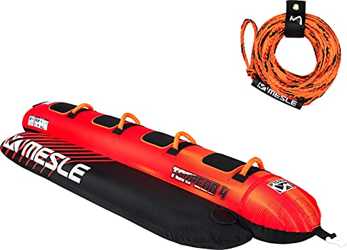 MESLE Paquete de Tubo Remolcable Torpedo con Cuerda, 2, 3, 4 Personas, Banana-Boat Inflable, para Niños y Adultos, Fun-Tube para Deportes Acuáticos, Esquí Acuático Skibob, Personenanzahl:4P