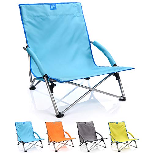 meteor Sillón Plegable - Tumbona para Jardin Camping Terraza - Silla Playa Jardín Al Aire Libre - Colores Diferentes (55 x 66 x 51 cm, Azul)