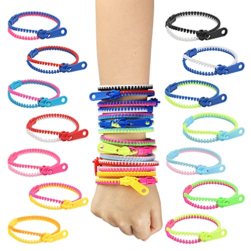 MEZOOM 28pcs Pulsera con Cremallera para Niños Brazalete de la Amistad para Niñas Juguetes Sensoriales Infantiles Regalo para Fiesta Cumpleaños Día del Niño Premios del Aula